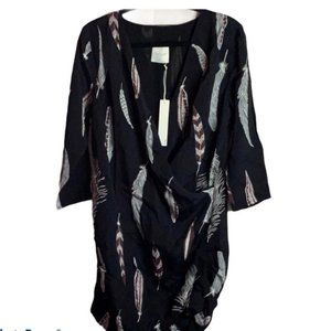 Anthropologie Line&Dot Feather Faux Wrap Dress